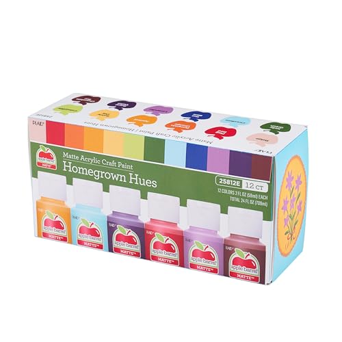 Apple Barrel Acrylic Craft Paint Set, Homegrown Hues, Includes 12 Colors with a Matte Finish