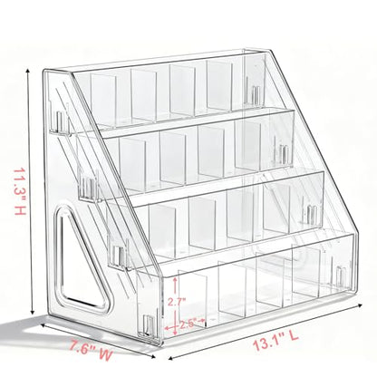 Vowcarol Pen Holder, Marker Organizer 20 Compartments, Clear Pencil Holder Space Saving, 4-Tire
