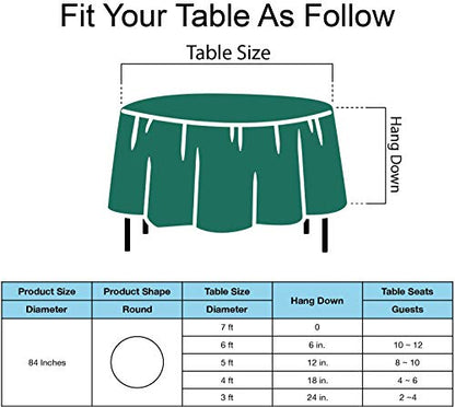 Dark Green PEVA Tablecloths 2 Pack - 84 Inch Circle, 6 ft Round - Disposable Table Covers for BBQ, Birthday, Wedding Parties - Hunter Green, Forest Green - color: B04 Dark Green