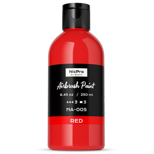 Nicpro Red Large Airbrush Paint (8.45 oz, 250 ml) Ready to Spray Opaque Water-Based Acrylic Air Brush Paints for Model, Wood, Canvas, Metal, Plastic, Leather, for Beginners & Artists - color: Red