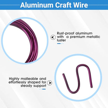 2 Rolls Aluminum Craft Wire, 9 Gauge (3mm) Flexible Metal Wire for Jewelry Making, 65.6 Ft (32.8 Ft/Roll) Bendable Armature Wire for Bonsai, Sculpting and DIY Crafts [Purple] - size: 9Gauge 32.8Ft Each, style: Purple
