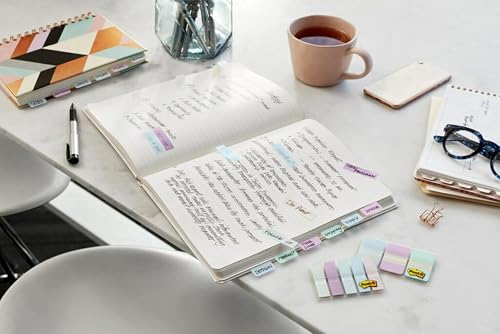 Post-it® Pastel Color Tabs, Gradient Blue, Pink, Clear, 36 Tabs/Pack - style: Flags