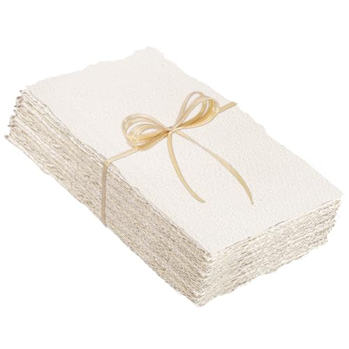 100 Sheets Watercolor Paper, 2 x 3.5 in, 300 GSM, Deckled Edge | Handmade Cold-Pressed Textured Paper, Ivory White, Absorbent and Durable for Watercolor, Cards and Invitations - size: 2 x 3.5inch
