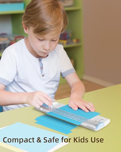 Firbon 3-in-1 Paper Cutter, 9“ Compact A5 Paper Trimmer - color: Blue