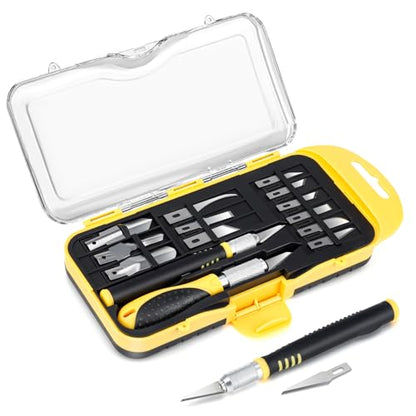 Exacto Knife Set, Precision Craft Hobby Knife Kit, 16 PCS knife set with Storage Case, for DIY Crafting, Paper, Leather, Foam, Vinyl, Fruits, Pumpkin, Models, 3D Printing, Junk Journal Supplies