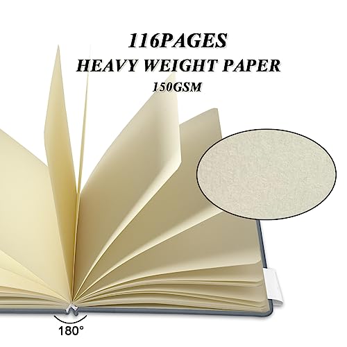 5" x 5" Hardcover Sketch Book,Small Mixed Media Sketch Pad,58 Sheets 150GSM Acid-Free Artist Drawing Paper,Travel Journal Blank Notebook for Adults Painting,Illustration,Art Supplies.Dark Grey - color: 150gsm PU-dark grey