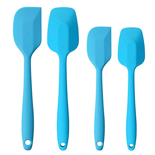 Silicone Spatulas Set, Rubber Spoon Spatula Heat Resistant Spoonula One Piece Design Seamless Spatula Non-Stick Scrapers Baking Mixing Tool (Blue Set) - color: Blue Set