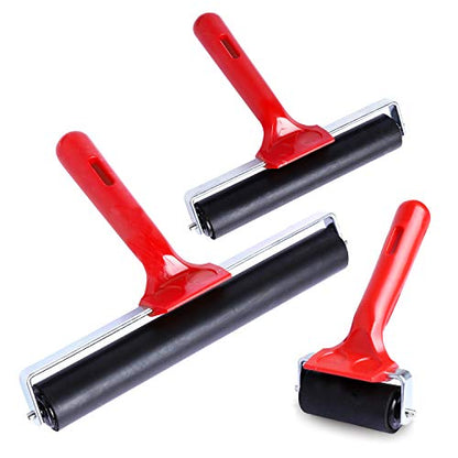 UCEC Brayer Roller, Durable Hard Rubber Roller Brayers, Brayer Rollers for Crafting, Glue Roller Paint Brushes for Printmaking Stamping Gluing (2.4”, 5.9”, 7.9”), 3 Pack | Brayer Rollers for Crafting, Glue Roller Paint Brushes for Printmaking Stamping Glu