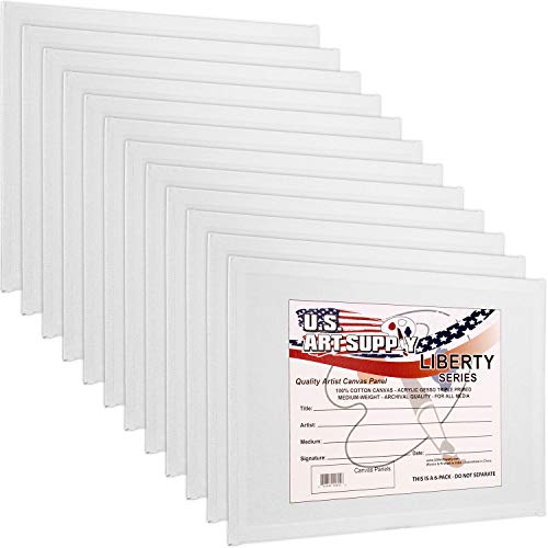 U.S. Art Supply 16 X 20 Inch Art Canvas Board Panels 12 Pack - 8 Ounce Heavyweight Cotton Acid Free Canvases for Painting Acrylics and Watercolor (1 Case of 12 Single Canvas Painting Panels) - size: 16" x 20"