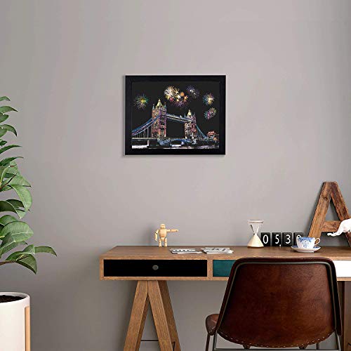 4-Sheet Rainbow Scratch Art with Tools for Adults & Teens, A4 Landmarks - color: Scenic Spots