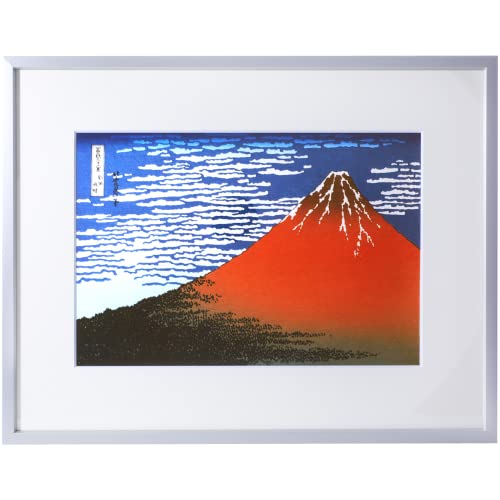 JAPAN MUSEUM, Katsushika Hokusai, Fine Wind Clear Weather Red Fuji,Japanese Fine Art,Ukiyo-e Artwork,Genuine Hand-printed Woodblock Print,Japanese Washi Paper 390mmx260mm with Picture Frame A1 - color: hokusai-fuji-frame