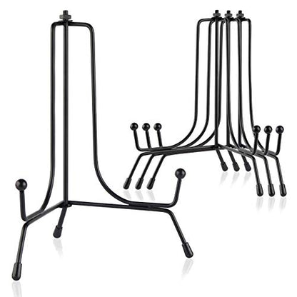 Mocoosy 4 Pack 6 Inch Improved Anti-Slip Plate Stands for Display | Black Plate Holder Stand, Picture Frame Holder Stand, Black Iron Easel Stands for Photo, Decorative Plate and Tabletop Arts - size: 6 Inch