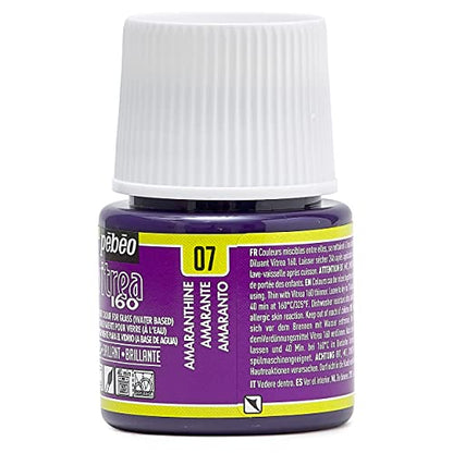 Pebeo Vitrea 160, Glossy Glass Paint, 45 ml Bottle - Amaranthine - color: Amaranthine