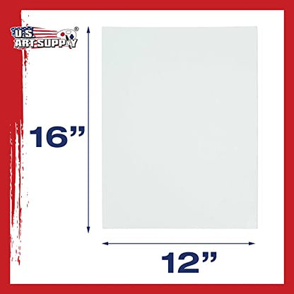 U.S. Art Supply 12 X 16 Inch Art Canvas Board Panels 4 Pack - 8 Ounce Heavyweight Cotton Acid Free Canvases for Painting Acrylics and Watercolor (1 Case of 4 Single Canvas Painting Panels) - size: 12" x 16"