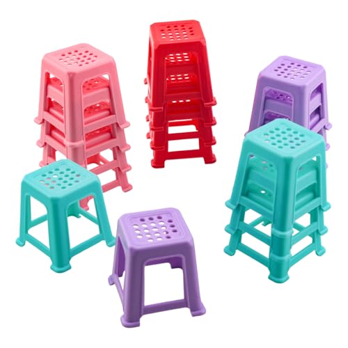 16PCS Mini Canvas Stand Fluid Acrylic Paint Pouring Support Base Chair Shaped Design Solid Colour Plastic Fluid Painting Tool Blue Purple Pink Red