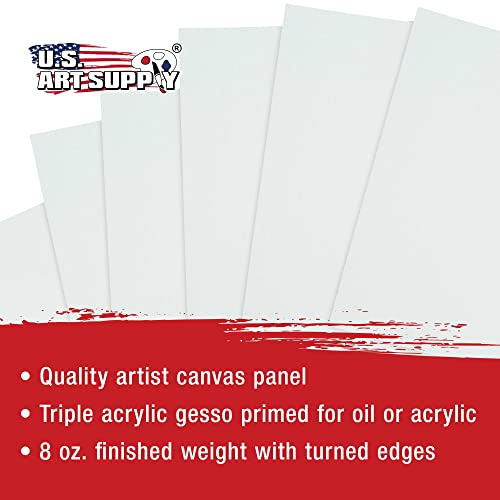 U.S. Art Supply 12 X 16 Inch Art Canvas Board Panels 4 Pack - 8 Ounce Heavyweight Cotton Acid Free Canvases for Painting Acrylics and Watercolor (1 Case of 4 Single Canvas Painting Panels) - size: 12" x 16"