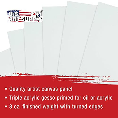 U.S. Art Supply 12 X 16 Inch Art Canvas Board Panels 4 Pack - 8 Ounce Heavyweight Cotton Acid Free Canvases for Painting Acrylics and Watercolor (1 Case of 4 Single Canvas Painting Panels) - size: 12" x 16"