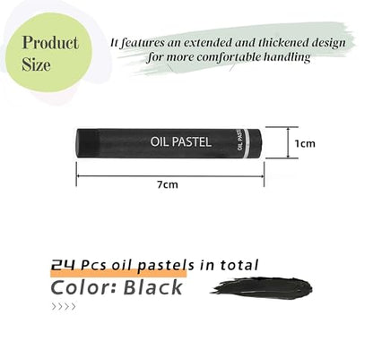 Soft Oil Pastels, 24 Pcs Vibrant Creamy Black Pastels Stick Crayons Replenish Art Supplies for Blending Painting Drawing Graffiti - color: Black