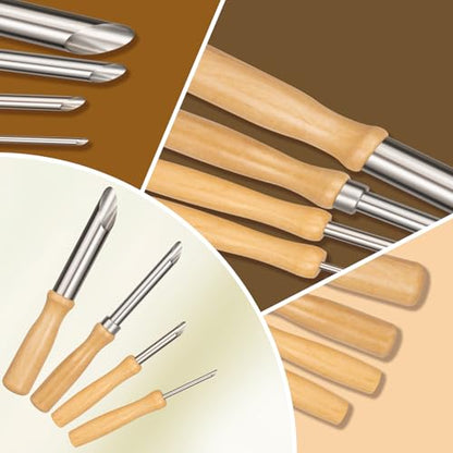 Amrules 4 Pcs Clay Hole Cutters Sculpting Tools Set for Pottery - color: Lightyellow-Hole-4Pcs