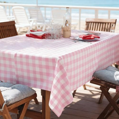 Oigco Pink Gingham Tablecloth - 3 Pack 54" × 108" Rectangle Disposable Pink and White Checkered Tablecloth, Picnic Table Cover for Party, Wedding, Birthday - color: Pink Gingham