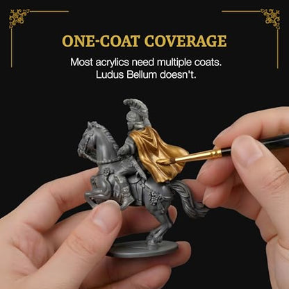 Ludus Bellum Miniature Paint Gold Color 18ml Precision Dropper Bottle | Professional Acrylic Paint for Miniatures & Models, Provides Quality Acrylic Tones and Shades for Warhammer 40K D&D Figures - color: Gold