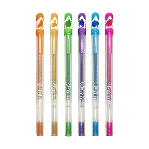 OOLY Yummy Yummy Scented Gel Pens, Metallic, Set of 6 | Ages 3+, Fruity Scented Gel Ink, Writes on Black Paper, 1.0mm Nib, Metallic Colors, Fun Pens for Kids - style: Metallic - Set of 6