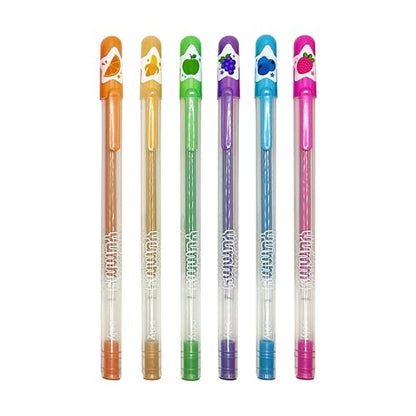 OOLY Yummy Yummy Scented Gel Pens, Metallic, Set of 6 | Ages 3+, Fruity Scented Gel Ink, Writes on Black Paper, 1.0mm Nib, Metallic Colors, Fun Pens for Kids - style: Metallic - Set of 6