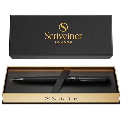 Scriveiner All Black Ballpoint Pen -Stunning Luxury All Metal Matt Black Pen, Schmidt Black Refill, Best Gift Set for Men & Women, Professional Executive Office, Nice Fancy Designer Pens - color: 9. All Black