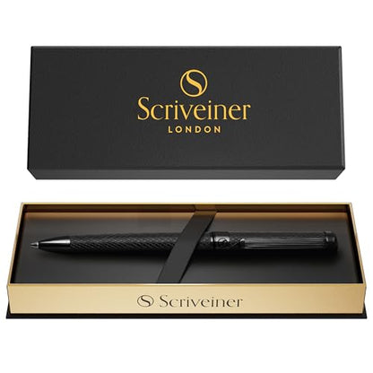 Scriveiner All Black Ballpoint Pen -Stunning Luxury All Metal Matt Black Pen, Schmidt Black Refill, Best Gift Set for Men & Women, Professional Executive Office, Nice Fancy Designer Pens - color: 9. All Black
