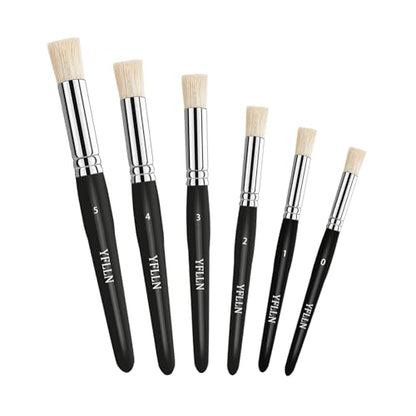 Wooden Stencil Brushes Natural Stencil Bristle Dome Art Painting Brushes Wood Paint Template Brush for Painting On Stencil Projects, Card Making, DIY, Crafts and Acrylic Oil Watercolor Painting Black - color: Black