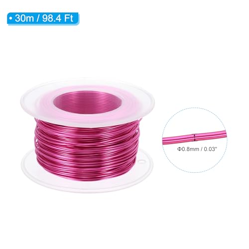 PATIKIL 20 Gauge 0.8mm Aluminum Craft Wire, 98.4 Ft Metal Wire Armature Bendable Wire for Jewelry Making Metal Wrap DIY, Rose Red - color: Rose Red, size: 0.8 mm x 30 m