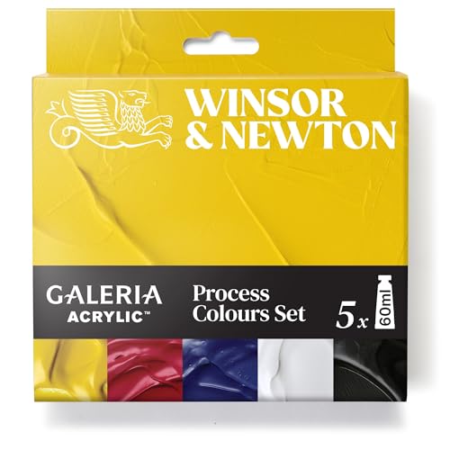 Winsor & Newton Galeria Acrylic Paint Set, 5 x 60ml (2-oz) Tubes, Process | Introductory Acrylic Paint made with Professional Pigments, Perfect for Beginners, Buttery Texture, High Tinting Strength - size: 2 Fl Oz (Pack of 5), style: 5 x 60ml (2-oz) Tubes