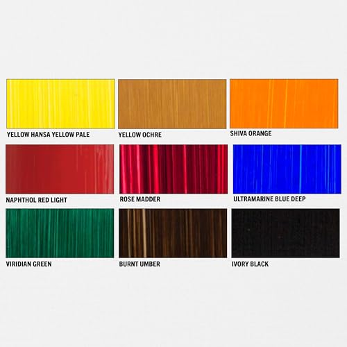 Richeson Premium Oil Paint Set – Essentials 9 Color Palette, 37mL Tubes – Artist Grade, Highly Pigmented, Buttery Consistency, Studio & Plein Air