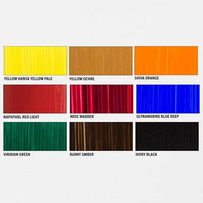 Richeson Premium Oil Paint Set – Essentials 9 Color Palette, 37mL Tubes – Artist Grade, Highly Pigmented, Buttery Consistency, Studio & Plein Air