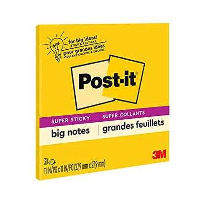 Post-it Super Sticky Notes, 3x3 in, 6 Pads, 2X The Sticking Power, Energy Boost Collection, Bright Colors (Orange, Pink, Blue, Green,Yellow),Recyclable (654-6SSAU) & Super Sticky Big Notes