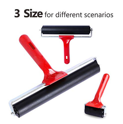 UCEC Brayer Roller, Durable Hard Rubber Roller Brayers, Brayer Rollers for Crafting, Glue Roller Paint Brushes for Printmaking Stamping Gluing (2.4”, 5.9”, 7.9”), 3 Pack | Brayer Rollers for Crafting, Glue Roller Paint Brushes for Printmaking Stamping Glu