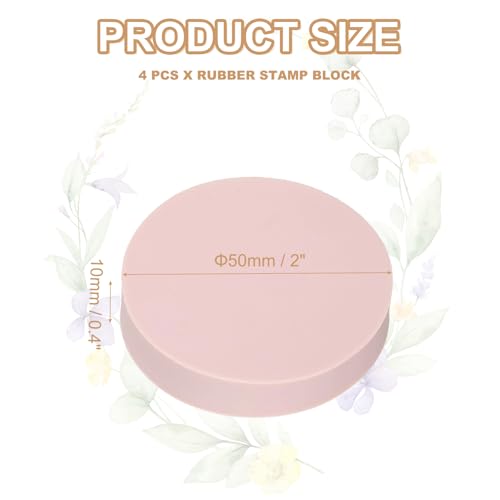 PATIKIL 4Pcs 2" Rubber Carving Blocks, Soft Linoleum Art Carving Block Round Crafts Stamp Making for Printmaking Stamps Carving Supplies, Pink - color: Pink