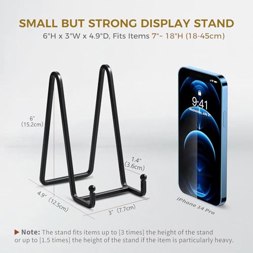 Plate Holder Easel Display Stand - 6 inch Metal Plate Stands for Display - Tabletop Picture Stand - Black Iron Easels for Display Pictures | Photo Frames | Book | Decorative Plates | Plaque - 2 Pack - size: 6 inch (2 pack)