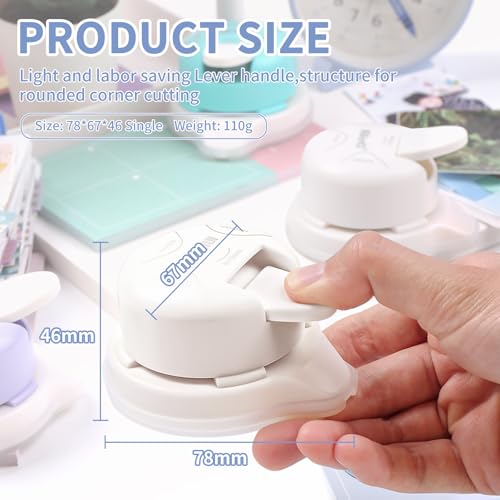 Corner Rounder Punch, Kaluofan 2024 Upgraded 4 in 1 Corner Punch (Inside Rounded Corner+R4mm+R7mm+R10mm), Paper Corner Rounder, Punches for Crafts, DIY Projects, Photo, Card, Scrapbooking Making - color: White