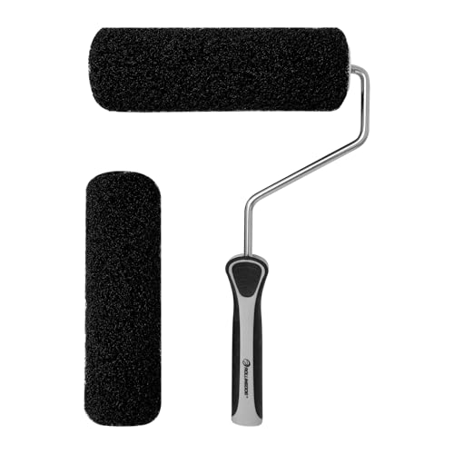 ROLLINGDOG 9" Drywall Compound Roller | 9" Roller Frame ,2PCS Roller Covers,Heavy Duty Drywall Texture Putty Roller Brush for Spreading Wall Compound - color: 2pcs roller sleeves with roller frame(pack of 3)