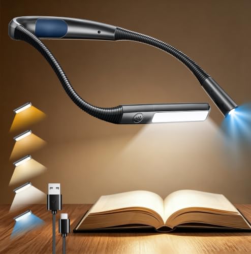 Glocusent Bendable Neck Light, 100 Hours Reading Light for Book Lover Gifts - color: Gray