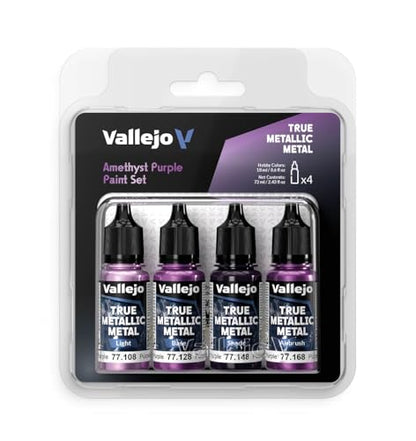 Vallejo - Amethyst Purple Set, True Metallic Metal, 4 Bottles x 0.6 fl.oz. - color: Amethyst Purple
