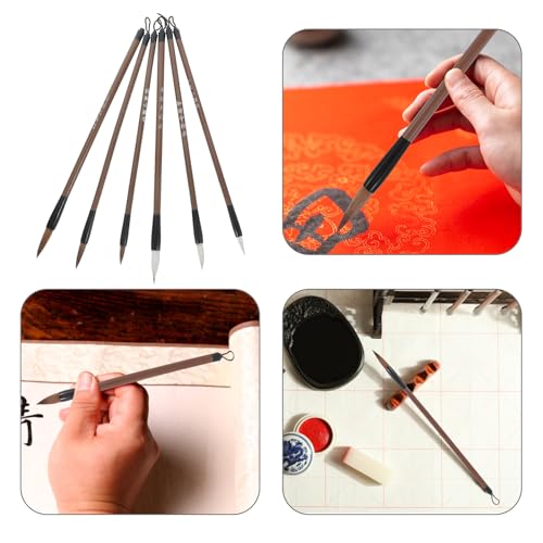 Ciieeo Calligraphy Brush Pen Set 6 Pcs Chinese Brush Pens 9.44 inch for Painting Watercolor Drawing Writing Practice Sumi E for Home School Office Student Art Supplies