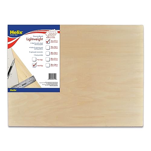 Helix - Wooden Drawing Board - Metal Edge - 16 x 21 inch | Lightweight for Sketching Outdoors - Ensures Accuracy and Stability - Portable Drafting Surface - Versatile for Artists - size: 16” x 21”, style: Metal Edge