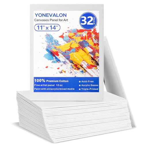 Canvases for Painting 11x14 inch, 32 Pack Blank Painting Canvas Boards Bulk - size: 11"x14" - 32pcs