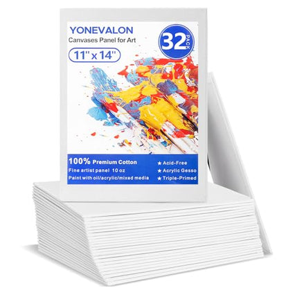 Canvases for Painting 11x14 inch, 32 Pack Blank Painting Canvas Boards Bulk - size: 11"x14" - 32pcs