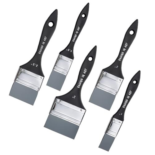 Falling in Art 5Pcs Silicone Paint Brush Set, Flat Shaped Painting Tool - size: 1''&1.5''&2''&2.5''&3''