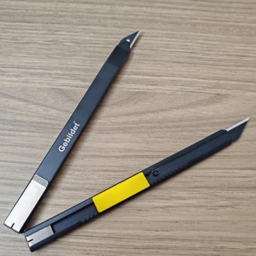 Gebildet 5pcs Black Blade Black Housing Utility Knife, Right and Left Hand Stainless Steel Lockable Cutter Knife, 9mm Snap Off Blades, 30 Degree Foil Knife, for Foils, Wallpaper, Crafts, Cartons - color: Black Blade Knife 30°