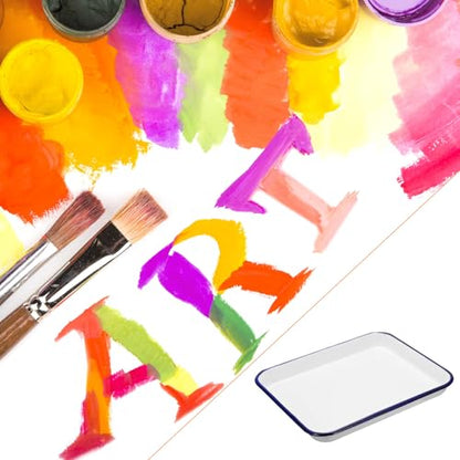 HARFINGTON Butcher Tray Palette 12" x 9.8" (30cm x 25cm) Metal Triple Enamel Coated Rectangular Tray Holder Artist Painter Painting Tool for Art Paint Acrylic Watercolor Mixing - size: 12" x 9.8"