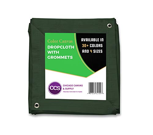 CCS Canvas Drop Cloth with Grommets – Heavy Duty Cotton Duck Cloth Tarp for Curtains, Backdrops, Painting – Washable & Reusable Floor Cover, Dust Sheet for Furniture (Olive Drab, 8x10 Ft) - color: Olive Drab, size: 8 by 10 Feet